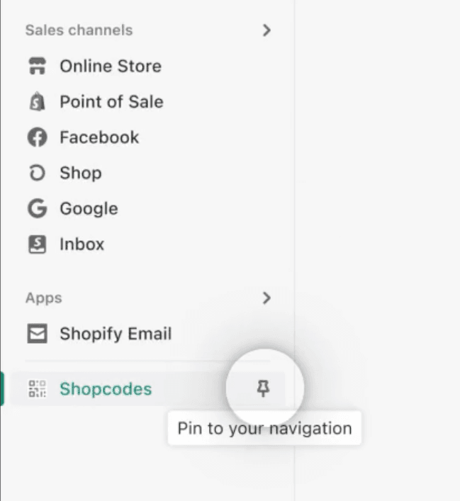 Picture of Shopify navigation bar